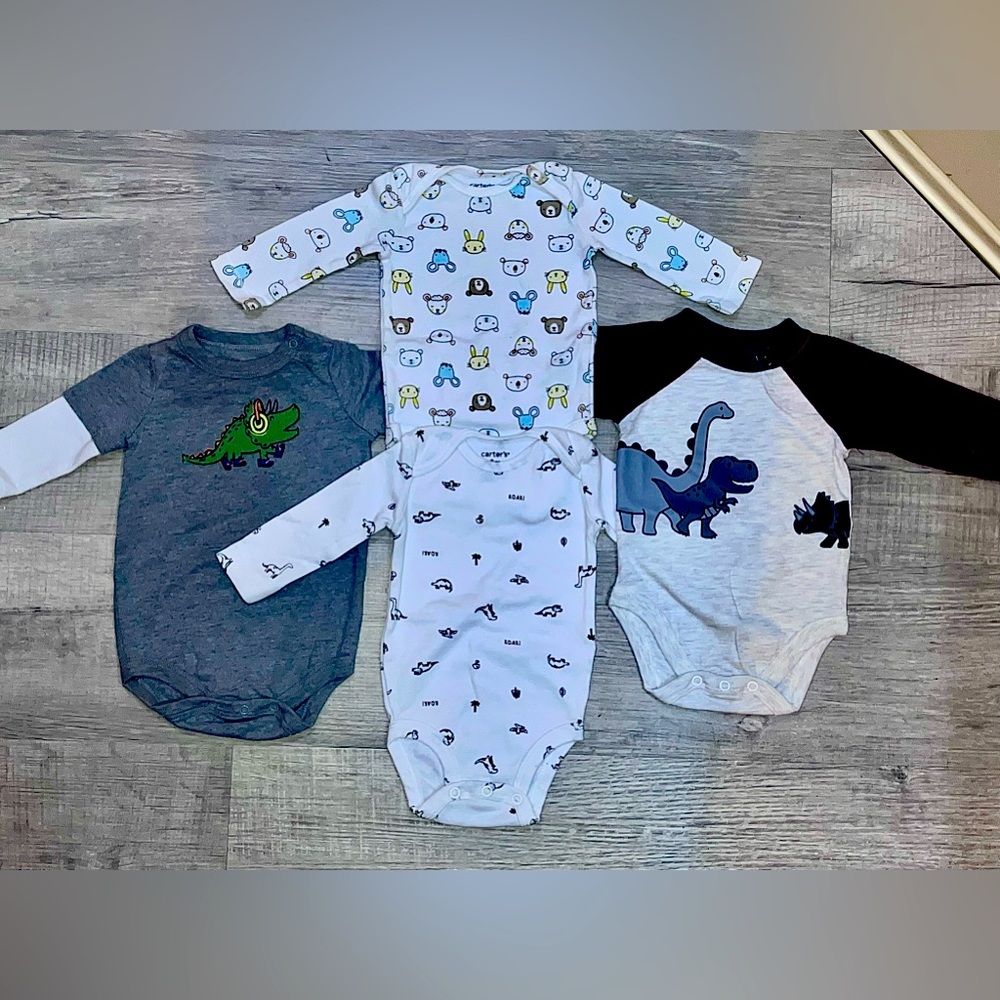 Carter’s and Circo long sleeve baby boy onesies. Size 3 months.